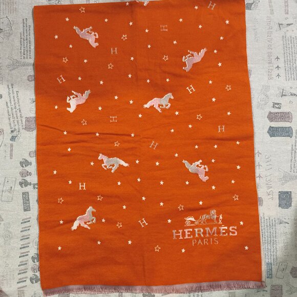 Hermès Reversible Equestrian-Themed Cashmere Scarf - Picture 3 of 6
